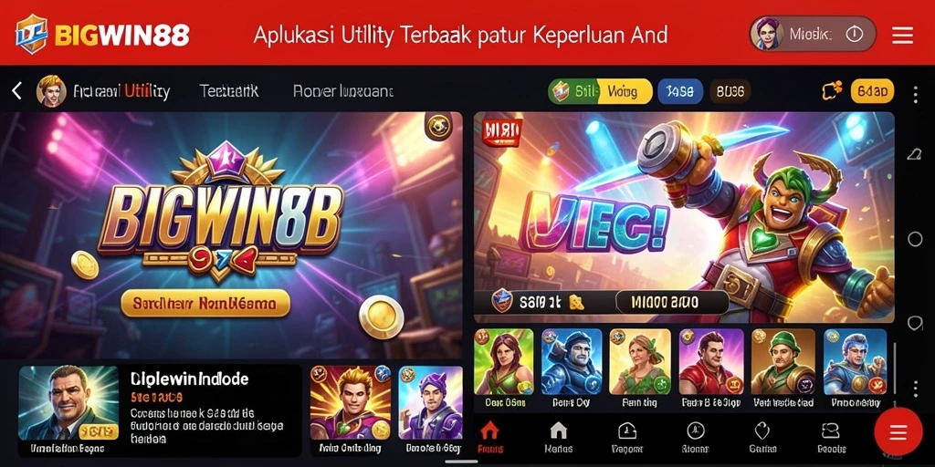 Tampilan utama BIGWIN88 dengan berbagai fitur Utility.