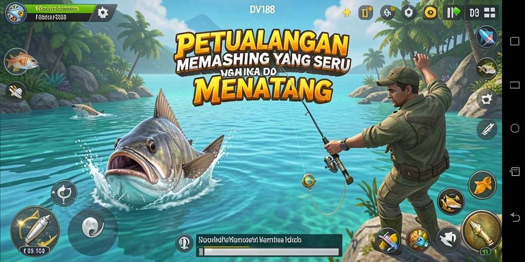 Tampilan gameplay DV188 dengan suasana memancing yang menawan.