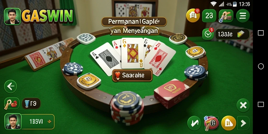 Screenshot GASWIN menunjukkan momen seru dalam permainan Gaple.