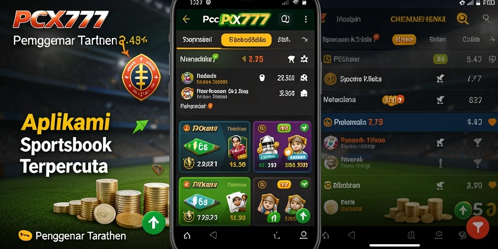 Tangkapan layar utama PCX777 menampilkan berbagai opsi taruhan Sportsbook.