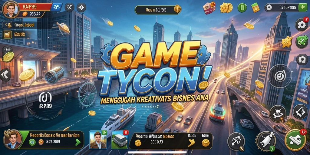 Tampilan gameplay RAP89 dengan berbagai elemen Tycoon yang menarik.