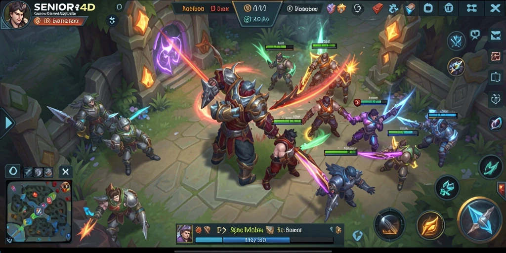 Tampilan gameplay seru di <strong>SENIOR4D</strong> saat bertarung dengan tim.