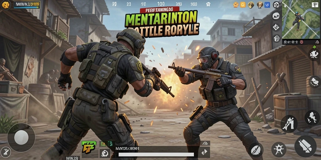 Tangkapan layar menampilkan aksi seru dalam bertempur Battle Royale.